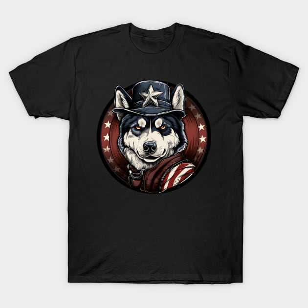 Patriotic Siberian Husky T-Shirt by NatashaCuteShop